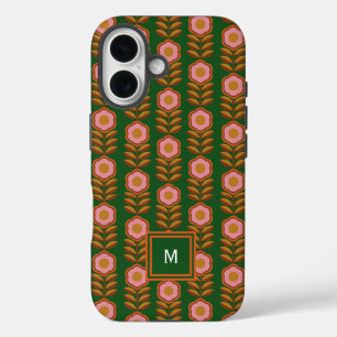Vintage florals, pink and green retro iPhone 16 case
