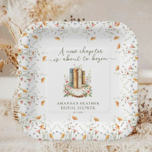 Vintage Florals Storybooks Bridal Shower Party Paper Plates