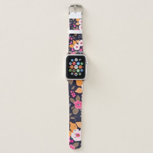 Vintage Florals White on Blue Apple Watch Band