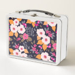 Vintage Florals: White on Blue Metal Lunch Box