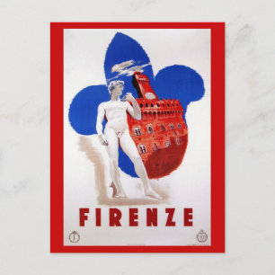 Vintage Florence 1930s Italian travel ad Postcard