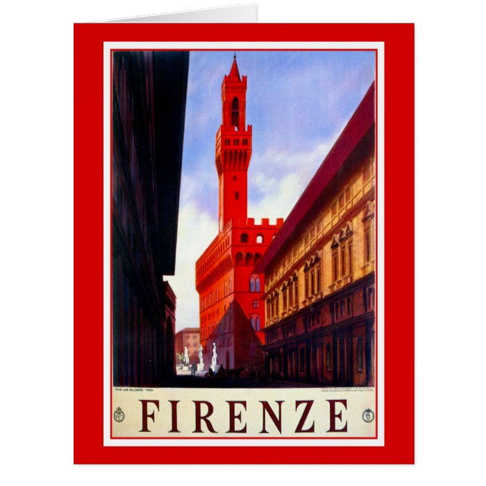 Vintage Florence Italian travel poster Card