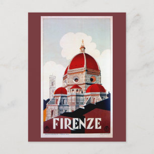 Vintage Florence Italian travel poster Postcard