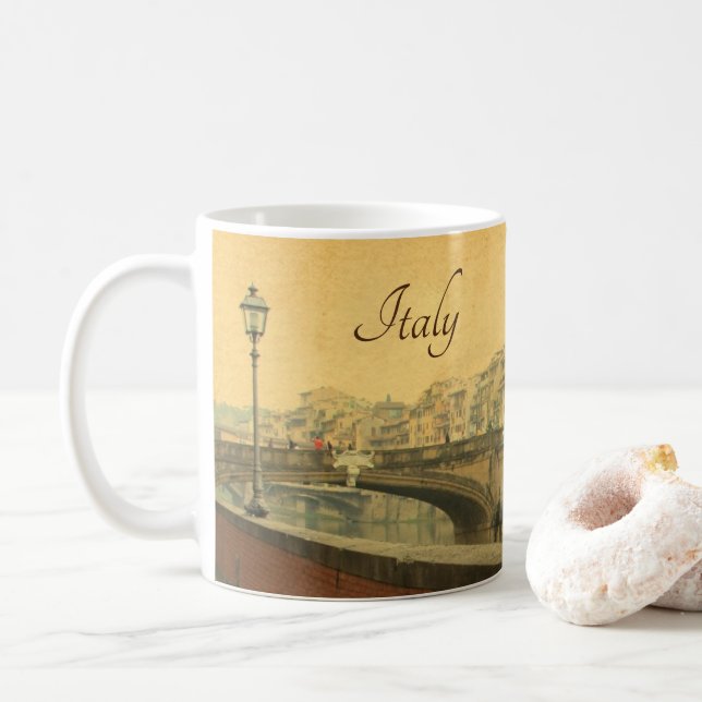Vintage Florence Italy Coffee Mug | Ponte Vecchio  (With Donut)