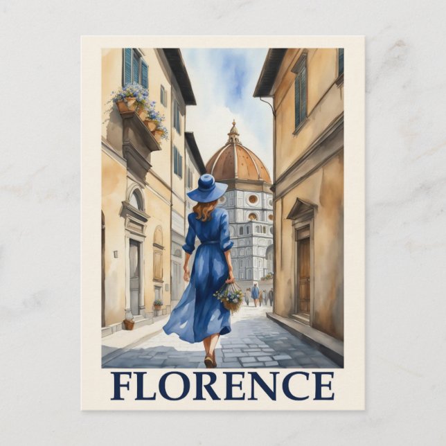 Vintage Florence Italy Italian Travel Postcard (Front)