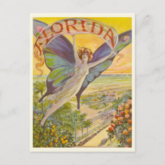 Vintage Florida Advertising with Flying Woman Postcard