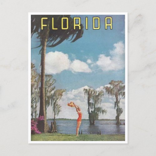 Vintage Florida Advertising Woman Postcard