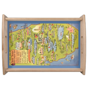 Vintage Florida Attractions Map Serving Tray