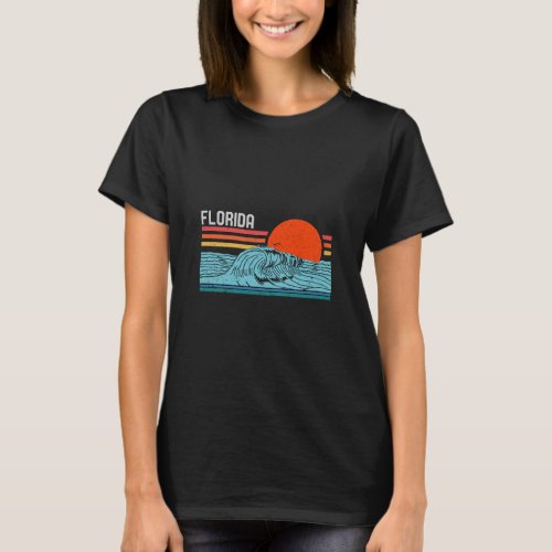 Vintage Florida Beach Surfing Retro Wave Sunset  T_Shirt