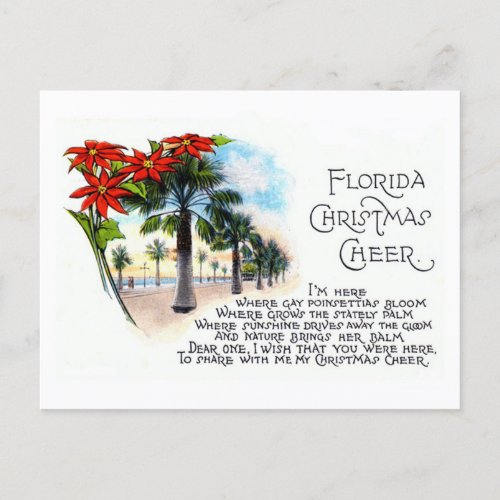 Vintage Florida Christmas Poem Greeting from 1925 Postcard