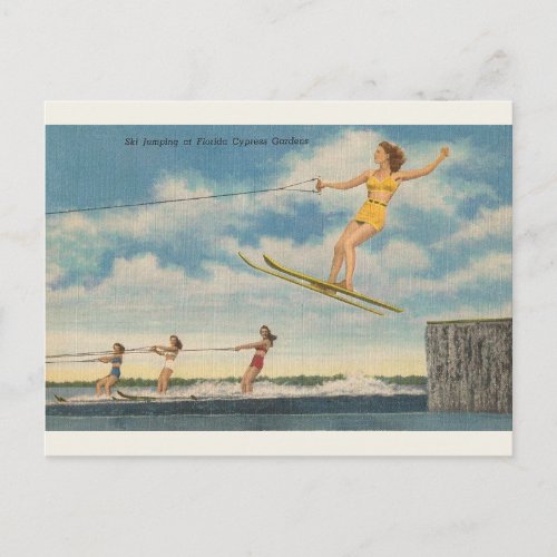 Vintage Florida Cypress Gardens Ski Jump Postcard