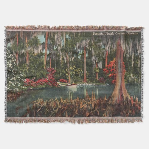 Vintage Florida Cypress Gardens Throw Blanket