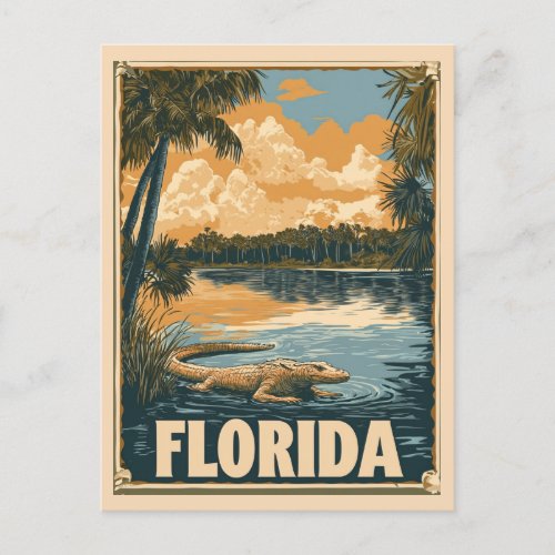 Vintage Florida Everglades Alligator Travel Postcard