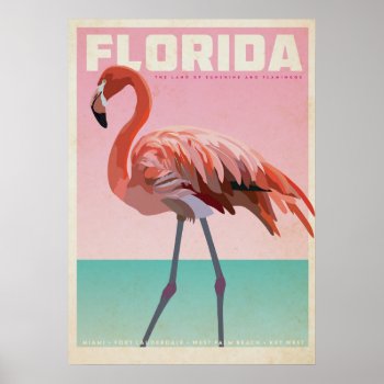 Vintage Florida Flamigo Travel  Poster by Vintage_Republic at Zazzle