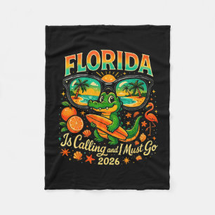 Vintage florida gator surfing retro beach 2026 top fleece blanket