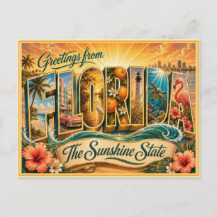 Vintage Florida Greeting From Postcard