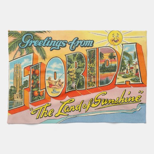 Vintage Florida Greetings Kitchen Towel