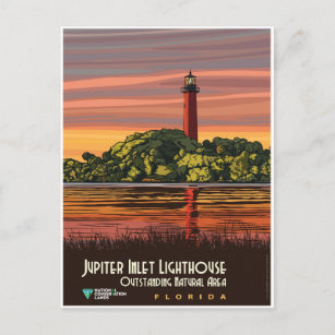 Vintage Florida Jupiter Inlet Lighthouse Postcard