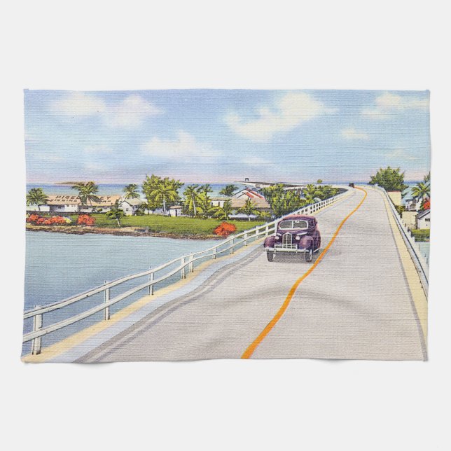 Vintage Florida Keys Pigeon Key Kitchen Towel (Horizontal)