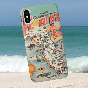 Vintage Florida map greetings from Florida iPhone X Case