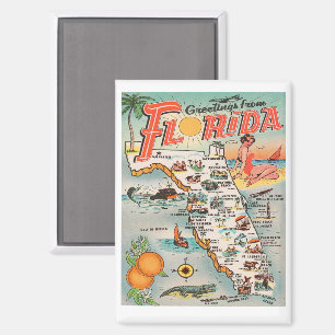 Vintage Florida map Greetings from Florida map Magnet