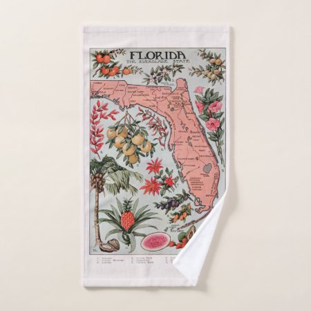 Vintage Florida Map  Hand Towel