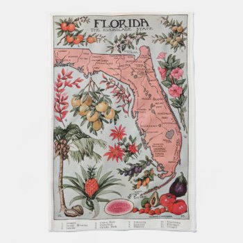 Vintage Florida Map Kitchen Towel by ellesgreetings at Zazzle