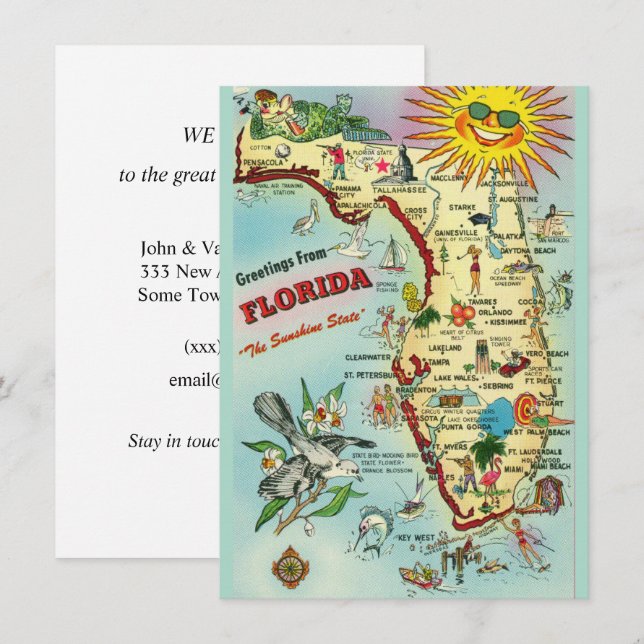 Vintage Florida Map Moving Announcement (Front/Back)