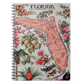 Vintage Florida Map Notebook by ellesgreetings at Zazzle
