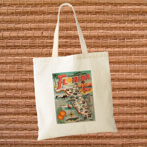 Vintage Florida map of attractions Tote Bag