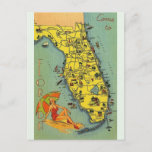 Vintage Florida Map Post Card at Zazzle