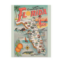 Vintage Florida Map Post Card