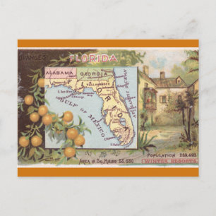 Vintage Florida Map Postcard