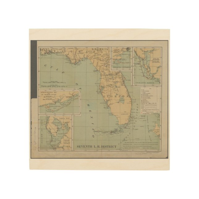 Vintage Florida Map Wood Wall Art (Front)
