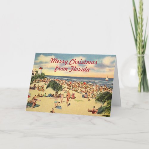 Vintage Florida Merry Christmas Holiday Card