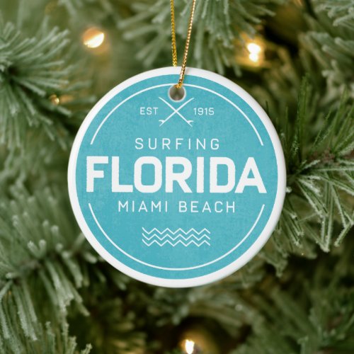 Vintage Florida Miami Beach Surfing Souvenir Retro Ceramic Ornament