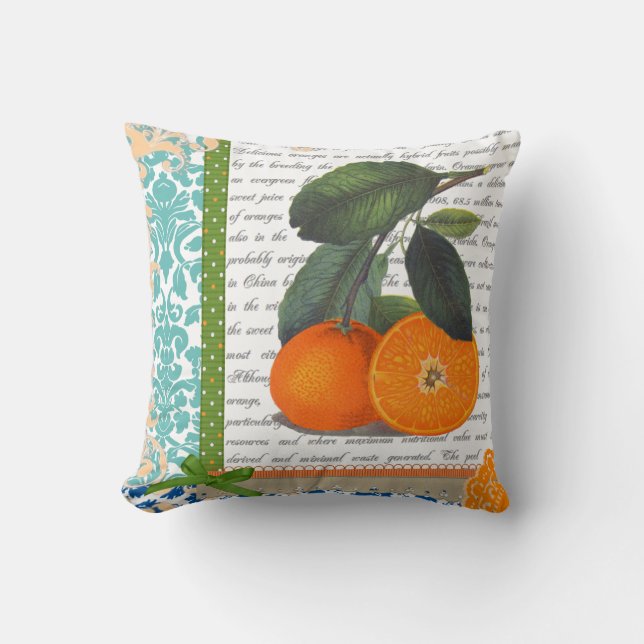 Vintage Florida Orange Fruit kitchen pillow (Front)