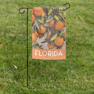 Vintage Florida Oranges Illustration Garden Flag