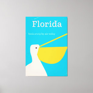 Vintage Florida Pelican travel poster Canvas Print