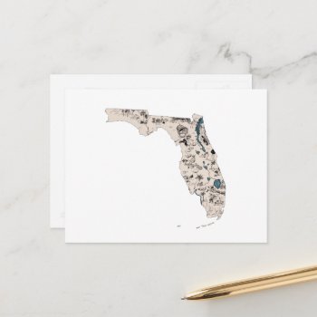 Vintage Florida Picture Map Antique State Chart Postcard by PNGDesign at Zazzle
