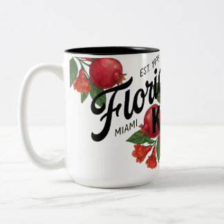 Vintage Florida Pomegranate Miami Botanical Fruit Two-Tone Coffee Mug