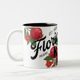 Vintage Florida Pomegranate Miami Botanical Fruit Two-Tone Coffee Mug