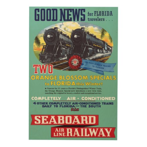 Vintage Florida Railroad Train Travel Poster