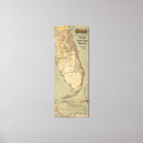 Vintage Florida Railway Map 1896 Canvas Print