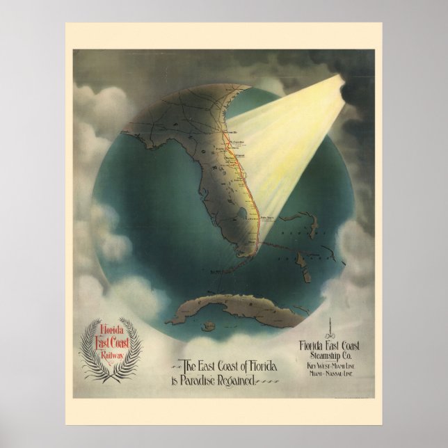 Vintage Florida Railway travel poster (Front)