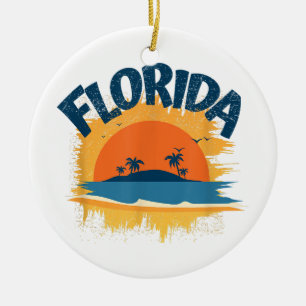 Vintage Florida Retro Tee Design Sunshine Ceramic Ornament