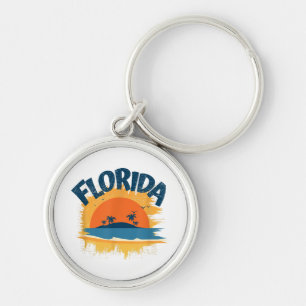 Vintage Florida Retro Tee Design Sunshine Keychain