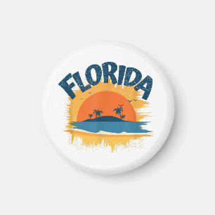 Vintage Florida Retro Tee Design Sunshine Magnet