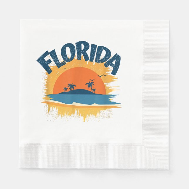 Vintage Florida Retro Tee Design Sunshine Napkins (Front)