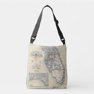 Vintage Florida Road Map Crossbody Bag